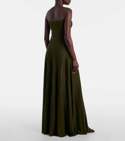 Alaïa Linen-blend Bustier Dress In Green