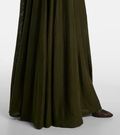 Alaïa Linen-blend Bustier Dress In Green