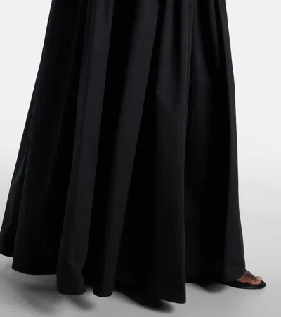 Alaïa Gathered Cotton Poplin Maxi Skirt