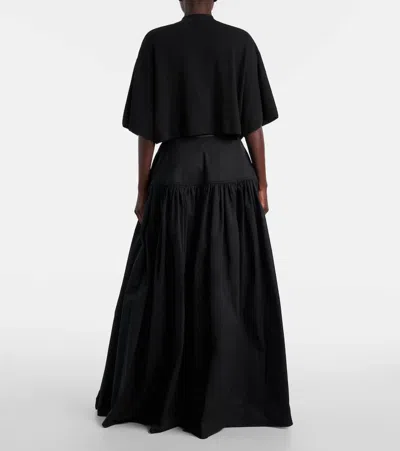 Alaïa Gathered Cotton Poplin Maxi Skirt