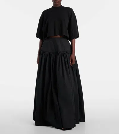 Alaïa Gathered Cotton Poplin Maxi Skirt