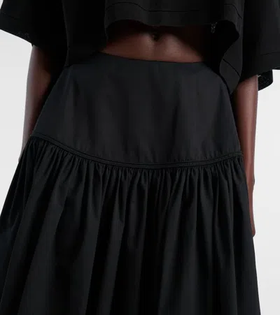 Alaïa Gathered Cotton Poplin Maxi Skirt