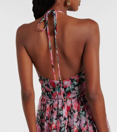 Carolina Herrera Floral Halterneck Ruffled Gown