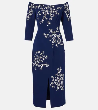 Carolina Herrera Embellished Off-shoulder Midi Dress
