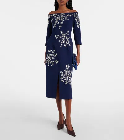 Carolina Herrera Embellished Off-shoulder Midi Dress