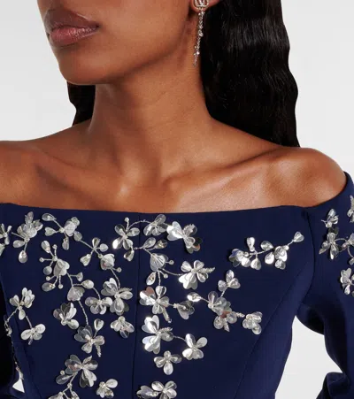 Carolina Herrera Embellished Off-shoulder Midi Dress