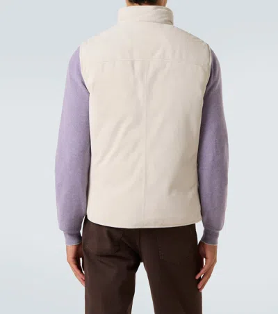 Brunello Cucinelli Suede Down Vest In Neutral