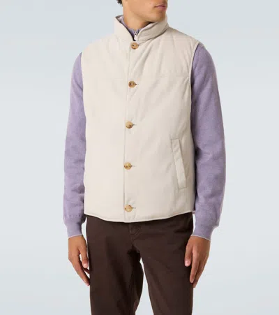 Brunello Cucinelli Suede Down Vest In Neutral