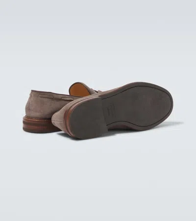 Brunello Cucinelli Tassel Detail Suede Loafers With Stacked Heel