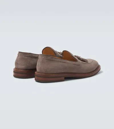 Brunello Cucinelli Tassel Detail Suede Loafers With Stacked Heel