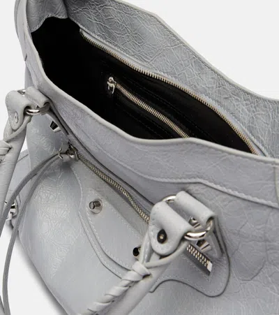 Balenciaga Structured Grey Leather Handbag With Dual Handles
