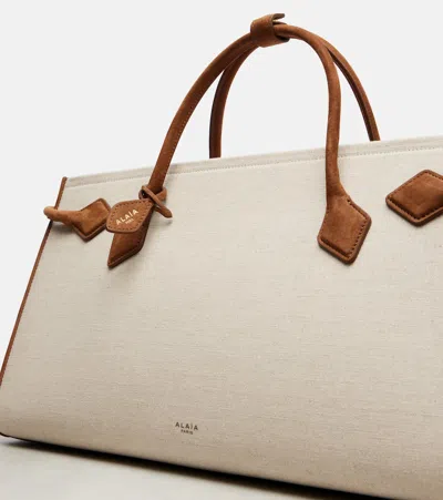 Alaïa Le Teckel Leather-trimmed Canvas Tote Bag