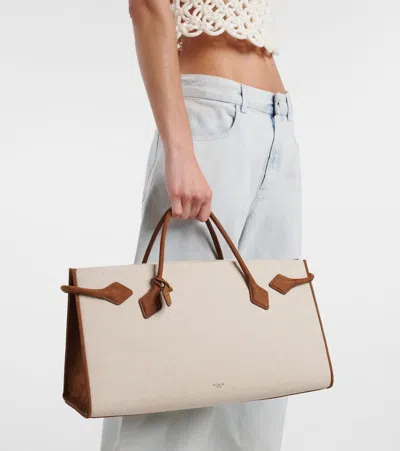 Alaïa Le Teckel Leather-trimmed Canvas Tote Bag