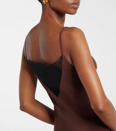Roland Mouret Lace-trimmed Silk Satin Gown