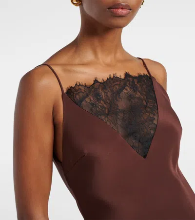 Roland Mouret Lace-trimmed Silk Satin Gown