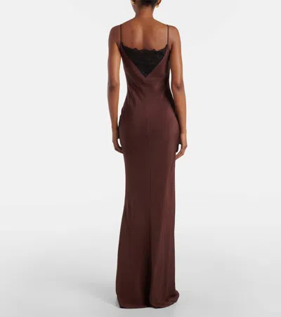 Roland Mouret Lace-trimmed Silk Satin Gown