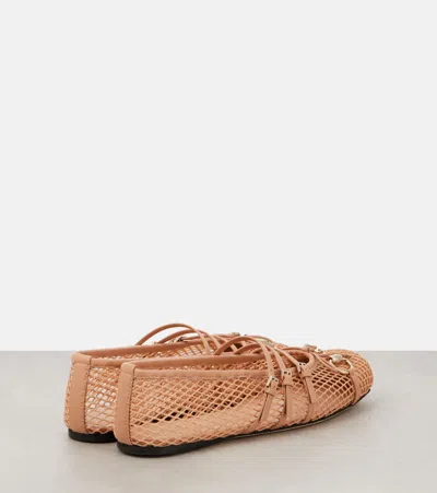 Gucci Horsebit Leather-trimmed Mesh Ballet Flats In Pattern