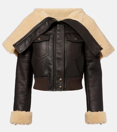 Alexander Mcqueen Cropped Shearling-trimmed Leather Jacket