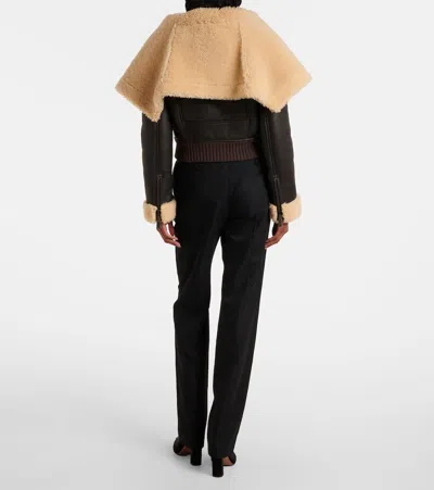 Alexander Mcqueen Cropped Shearling-trimmed Leather Jacket