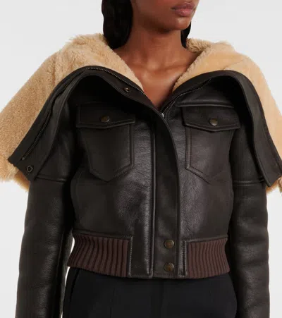 Alexander Mcqueen Cropped Shearling-trimmed Leather Jacket