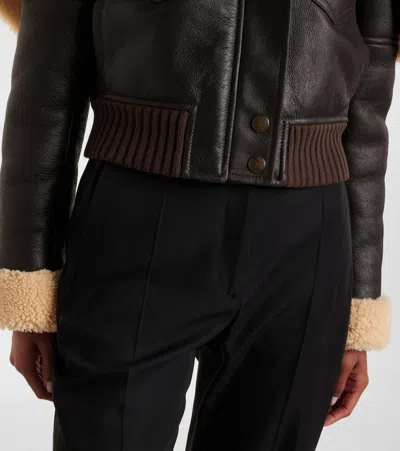 Alexander Mcqueen Cropped Shearling-trimmed Leather Jacket