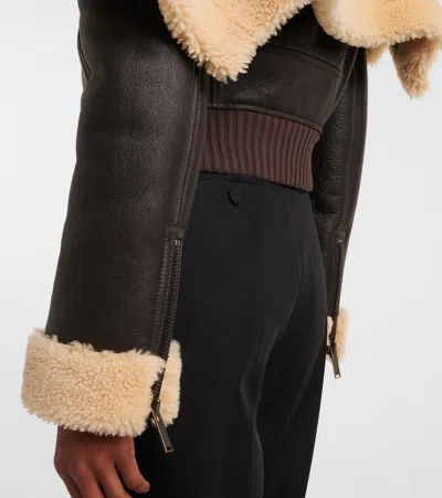 Alexander Mcqueen Cropped Shearling-trimmed Leather Jacket