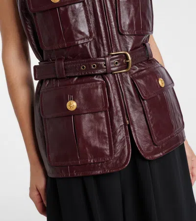 Chloé Leather Belted Waist Sleeveless Jacket