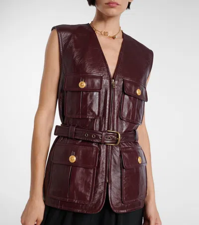 Chloé Leather Belted Waist Sleeveless Jacket