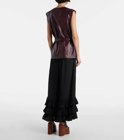 Chloé Leather Belted Waist Sleeveless Jacket