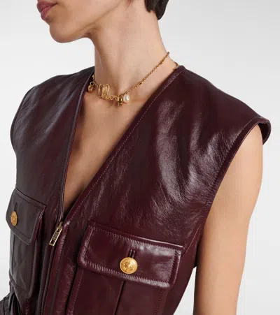 Chloé Leather Belted Waist Sleeveless Jacket