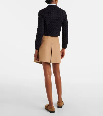 Moncler Cable-knit Cotton-blend Cardigan In Black