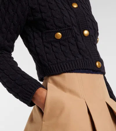 Moncler Cable-knit Cotton-blend Cardigan In Black