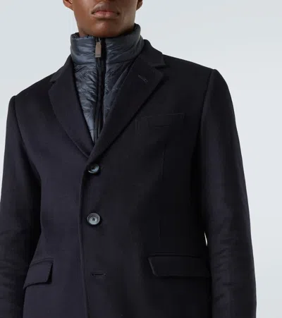 Herno Detachable-lining Buttoned Coat In Blue