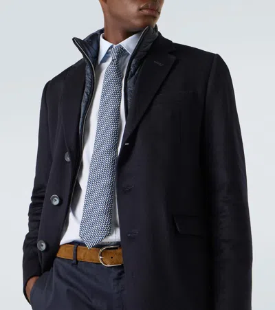 Herno Detachable-lining Buttoned Coat In Blue