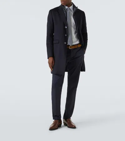 Herno Detachable-lining Buttoned Coat In Blue