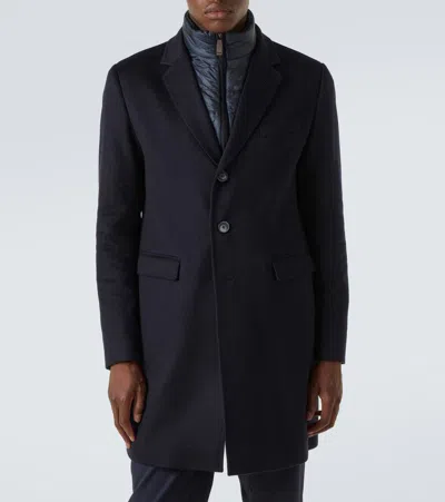 Herno Detachable-lining Buttoned Coat In Blue