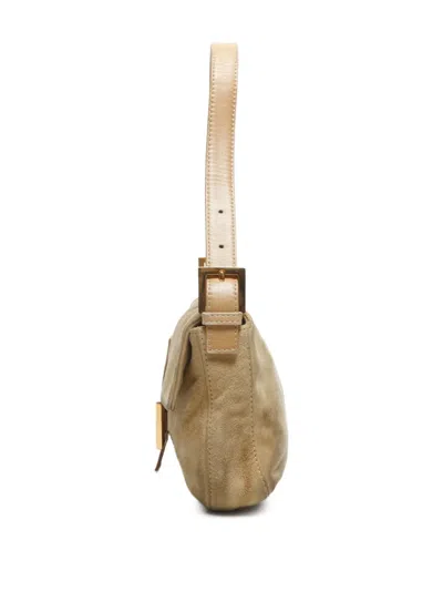 Pre-owned Fendi 2000-2015 Suede Mamma Baguette Shoulder Bag In Yellow