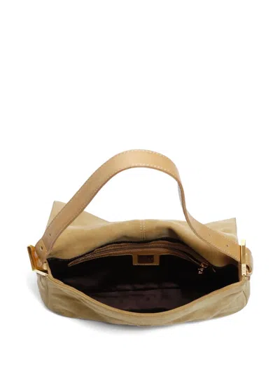 Pre-owned Fendi 2000-2015 Suede Mamma Baguette Shoulder Bag In Yellow