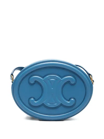 Pre-owned Celine 2020-2024 Small Triomphe Oval Cross Body Bag In Blue