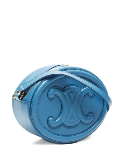 Pre-owned Celine 2020-2024 Small Triomphe Oval Cross Body Bag In Blue