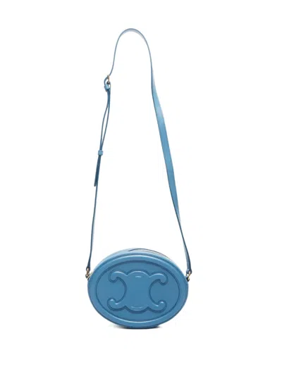 Pre-owned Celine 2020-2024 Small Triomphe Oval Cross Body Bag In Blue
