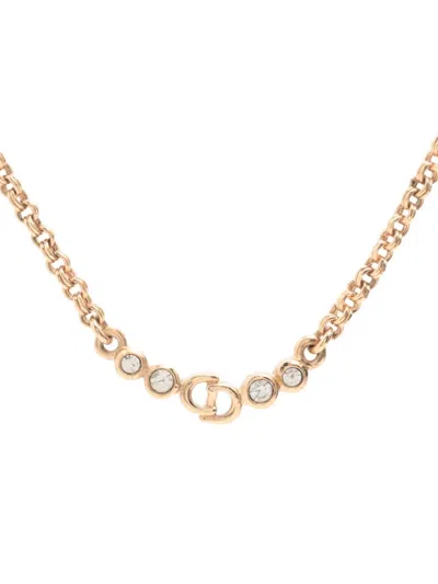 Pre-owned Dior Rhinestone-embellished Cd Necklace