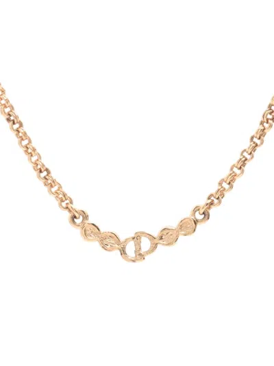 Pre-owned Dior Rhinestone-embellished Cd Necklace