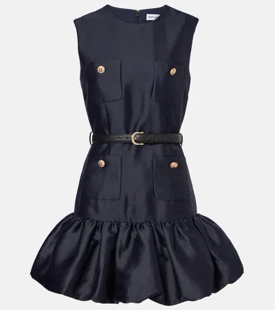 Self-portrait Crew Neck Taffeta Mini Dress With Ruffled Hem