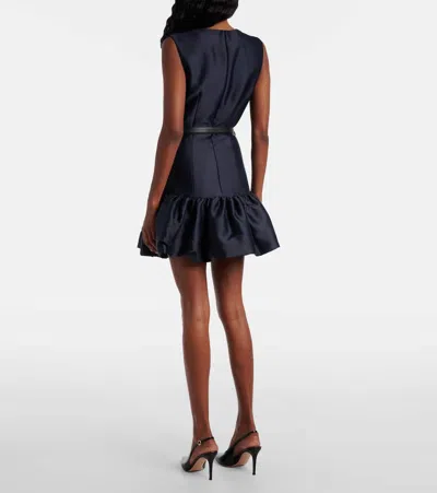 Self-portrait Crew Neck Taffeta Mini Dress With Ruffled Hem