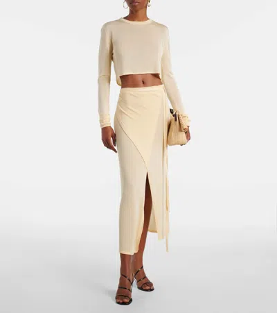 The Frankie Shop Kazel Knitted Cropped Top In Neutral