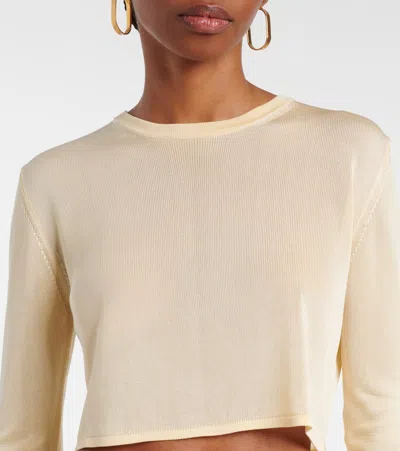 The Frankie Shop Kazel Knitted Cropped Top In Neutral