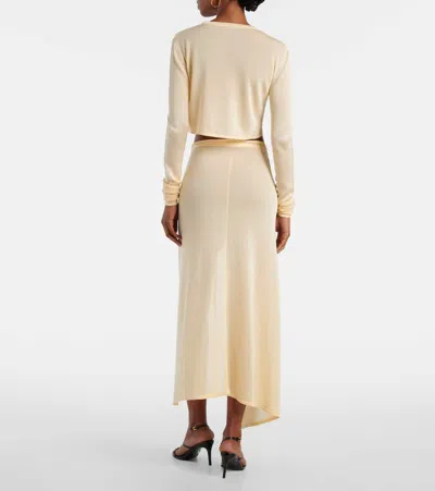 The Frankie Shop Alsen Knitted Sheer Wrap Skirt In Neutral