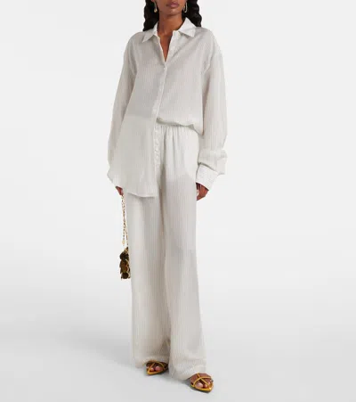 The Frankie Shop Peri Sheer Striped Shirt In White