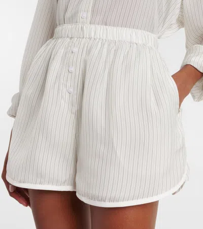 The Frankie Shop Brenna Sheer Striped Shorts In White